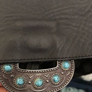 Black calf hair and leather Crossbody